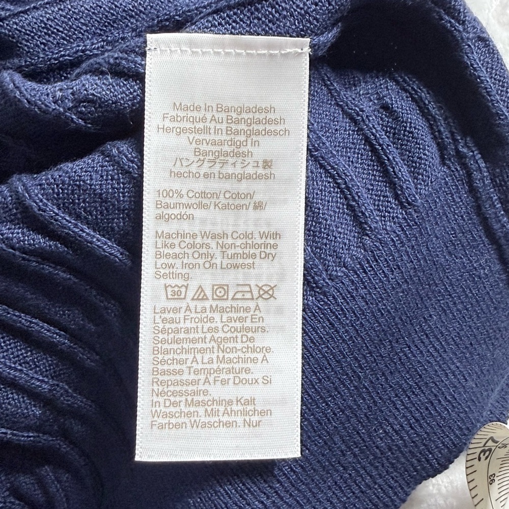 J.Crew Blue Cable Knit Sweater Vest Size L 100% Cotton Classic Preppy - Picture 7 of 7